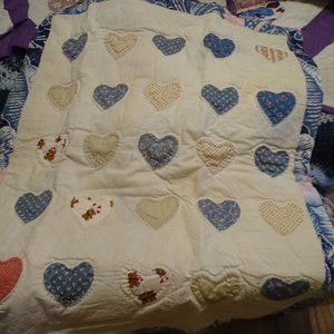 Baby doll quilt, heart pattern, great for playing with dollies or wall hanging